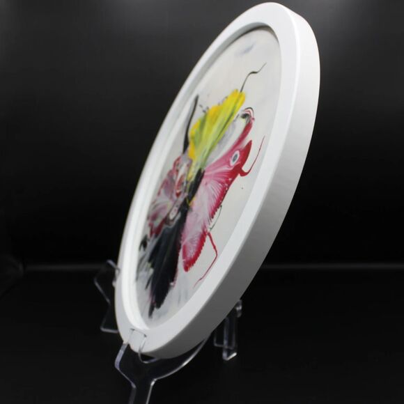 Framed Acrylic Pour Vinyl LP Record Album Colorful Modern Abstract Art Design - Picture 4 of 6